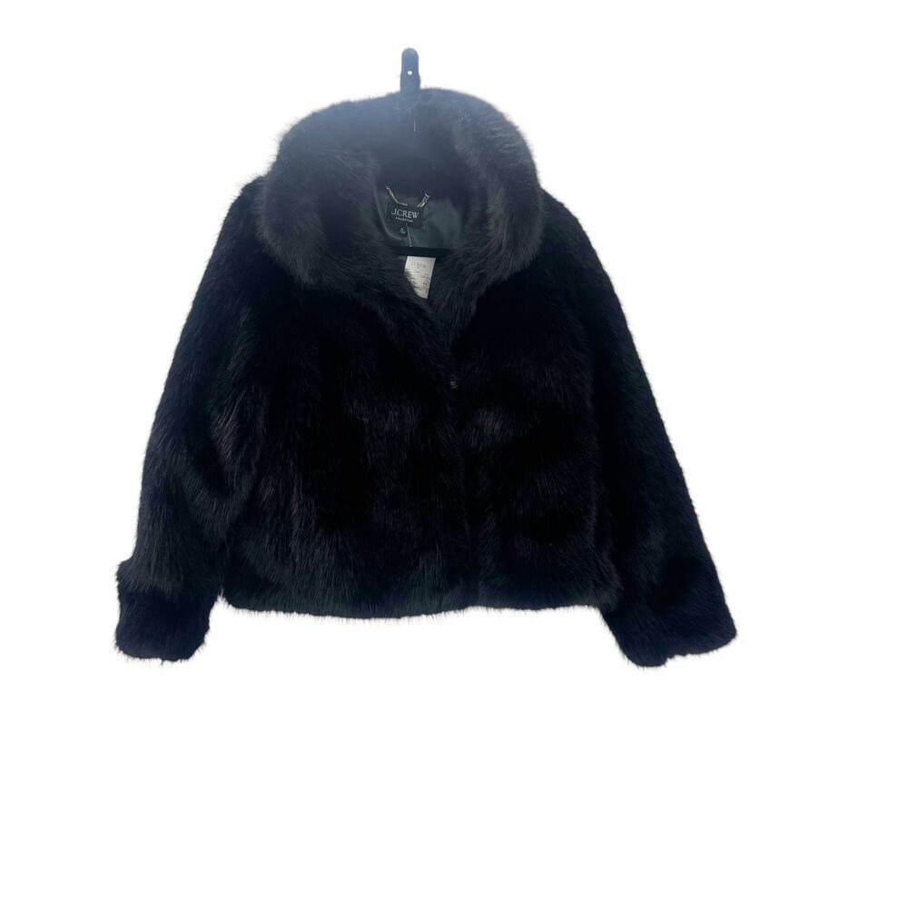 J. Crew Collection Women's Faux-Fur Jacket Long Sleeve Black Size Medium NWT - Picture 3 of 13